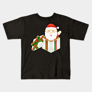 Christmas Santa In Gift Box Kids T-Shirt